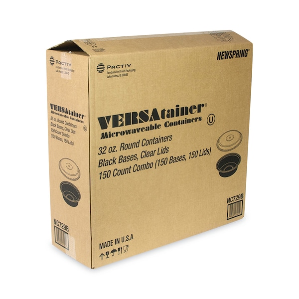 VERSAtainers, Black/Clear, 32 Oz, 7Dia X 2H, PK150